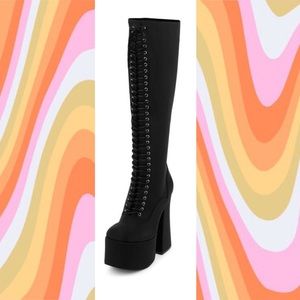 Rare Jeffrey Campbell Lace-up Satin Platform Boots